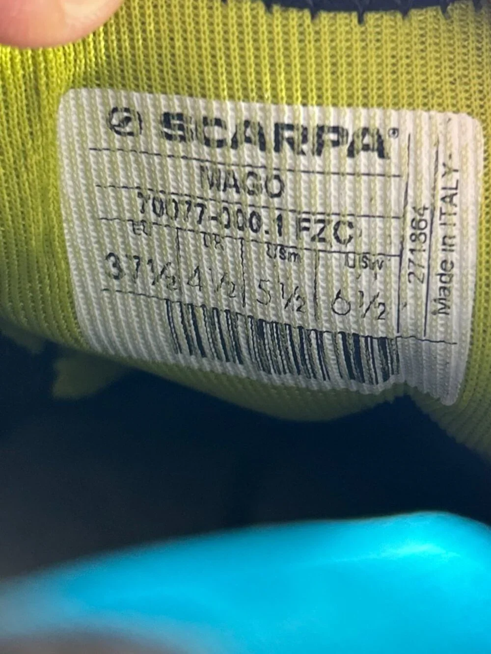 Scarpa Mago Womens Rock Climbing Shoes Size 6.5 EU 37.5 Black Green Lace - ITALY